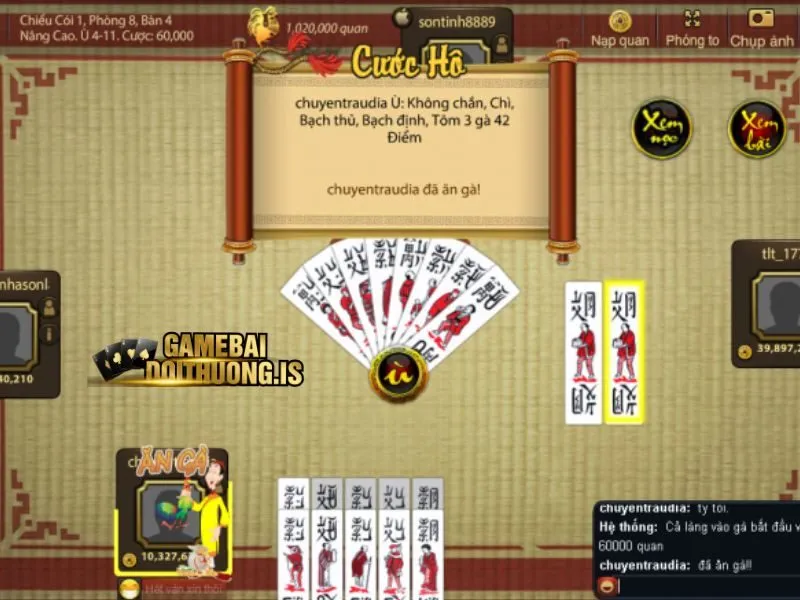 Game bài chắn Hitclub sử dụng bộ bài 120 lá