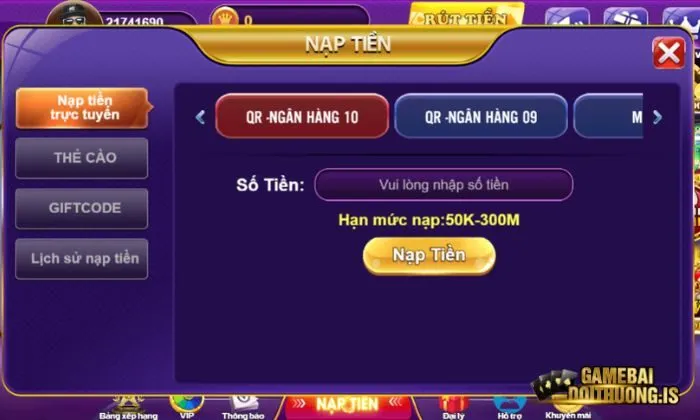 Hướng dẫn nạp tiền vào tài khoản thành viên 68 Game Bài
