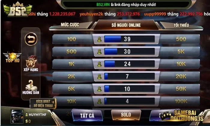 Giao diện sống động của các tựa game bài online