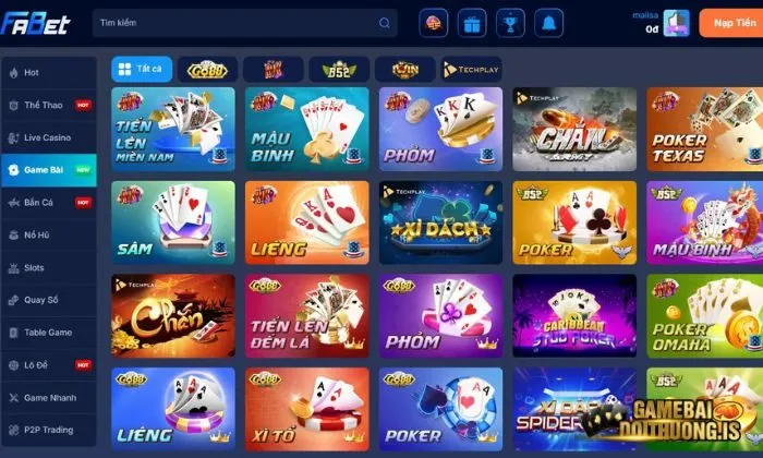 Thế giới game bài khủng tại Fabet