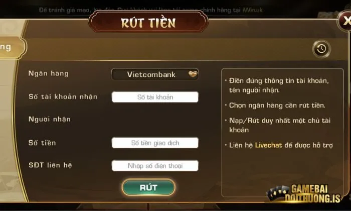 Một số các phương thức rút thưởng khi nhân vốn tại nhà cái