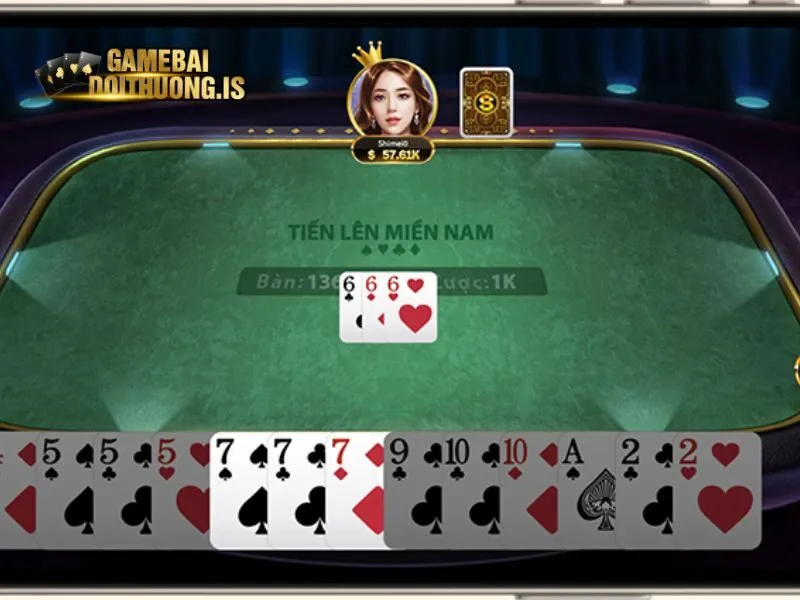 Giao diện bàn chơi ngay Tiến lên miền Nam tại VIN